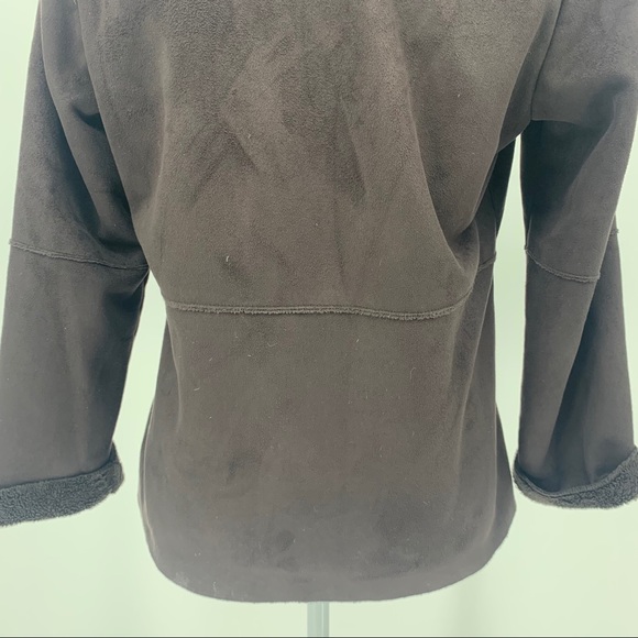 Orvis Brown Fleece Lined Fold Over Wrap Cape Coat - Picture 7 of 12